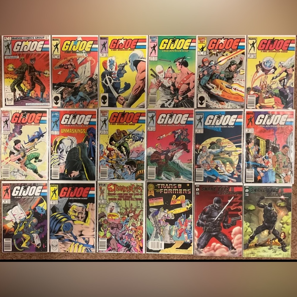 GI JOE comic Lot # 7,30,38,47,54,55,56,Snake Eyes Dead Game 2, Thundercats # 5